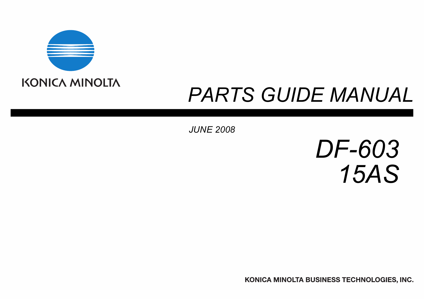 Konica-Minolta Options DF-603 15AS Parts Manual-1